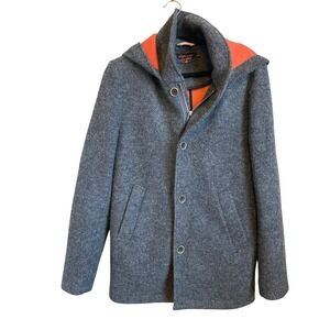 The Normal Brand Mens Balboa City Peacoat Wool Blend Hooded Size Medium